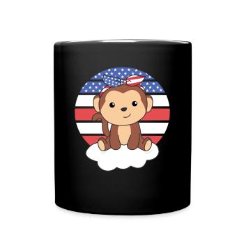 Affe für den vierten Juli amerika Flagge USA - Tasse einfarbig - Schwarz - Vorne