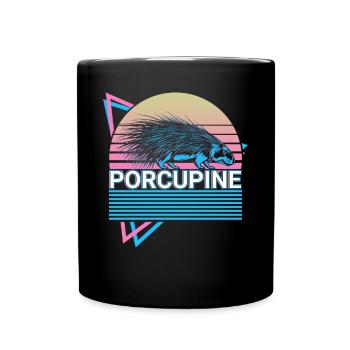 Stachelschwein Retro Geschenk - Tasse einfarbig - Schwarz - Vorne