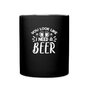 Bière - Mug uni - noir - Devant