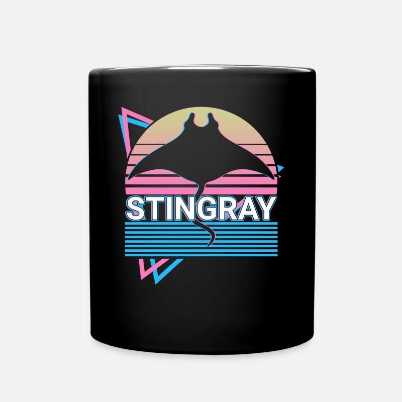 Stachelrochen Manta Rochen Retro Geschenk - Tasse einfarbig - Schwarz