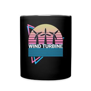 Wind Turbine Retro Gift - Full Colour Mug - black - Front