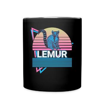 Lemur Retro Geschenk - Tasse einfarbig - Schwarz - Vorne