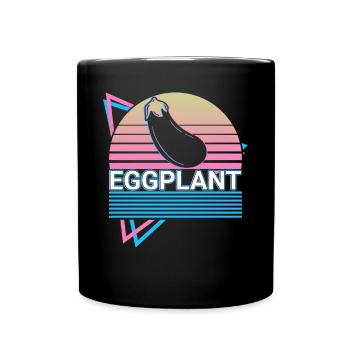 Aubergine Aubergine Retro Geschenk - Tasse einfarbig - Schwarz - Vorne