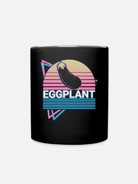 Aubergine Aubergine Retro Cadeau - Mug uni - noir