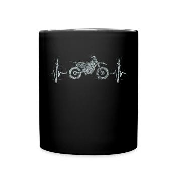 Motorcycle Heartbeat Motorcycle Tour Biker - Full Colour Mug - black - Front