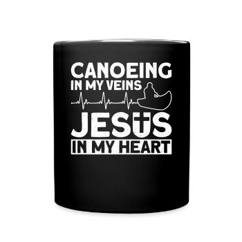 Canoe Canoeing Jesus Faith Vintage - Tasse einfarbig - Schwarz - Vorne