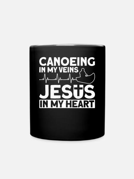 Canoe Canoeing Jesus Faith Vintage - Tasse einfarbig - Schwarz