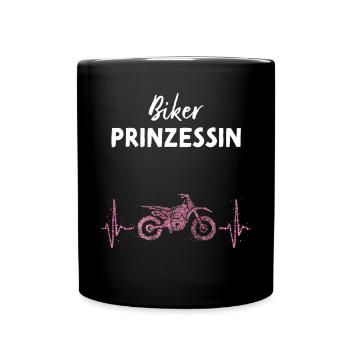 Prinzessin Motorrad Motorradfahrerin - Tasse einfarbig - Schwarz - Vorne