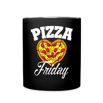Lustige Pizza Freitag Pizza Party Food Lovers - Tasse einfarbig - Schwarz - Vorne