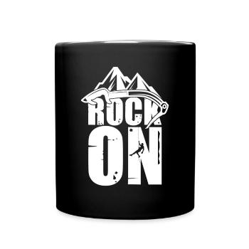 Rock On Mountain Climbing Bouldering Climber - Full Colour Mug - black - Front