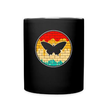 Schmetterling Retro - Tasse einfarbig - Schwarz - Vorne