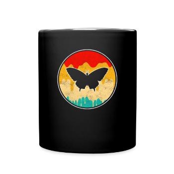 Schmetterling Retro - Tasse einfarbig - Schwarz - Vorne