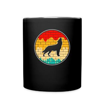 Wolf Retro - Tasse einfarbig - Schwarz - Vorne