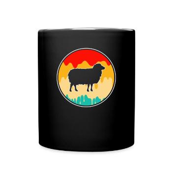 Schaf Retro - Tasse einfarbig - Schwarz - Vorne