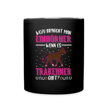 Trakehner Einhorn Trakehner Geschenk - Tasse einfarbig - Schwarz - Vorne
