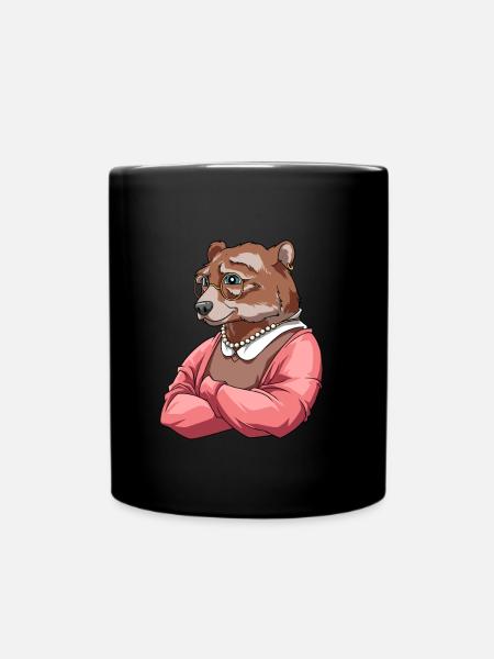 Oma Bär - Großmutter Bärin - Tasse einfarbig - Schwarz