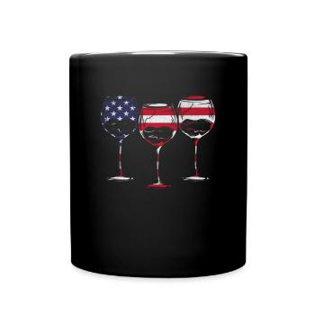 4th Of July Party Patriotic Day 4th Of July Wine - Full Colour Mug - black - Front