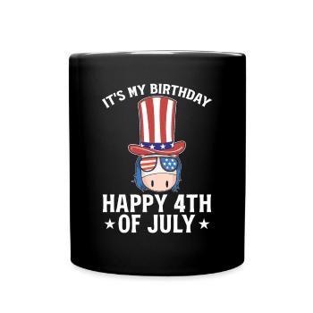 4th Of July Unicorn It's My Birthday Happy 4th Of - Tasse einfarbig - Schwarz - Vorne