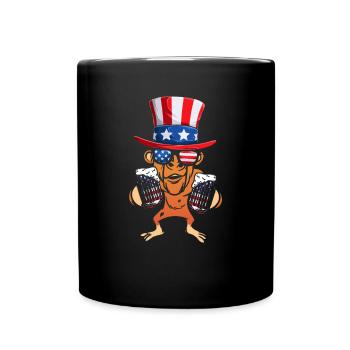 Patriotic Day Monkey Drapeau américain Drôle 4 juillet - Mug uni - noir - Devant