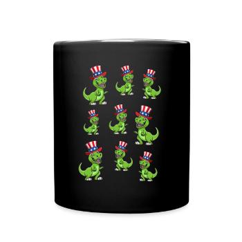 Patriotic 4th Of July Party Dinosaur 4th Of July - Full Colour Mug - black - Front