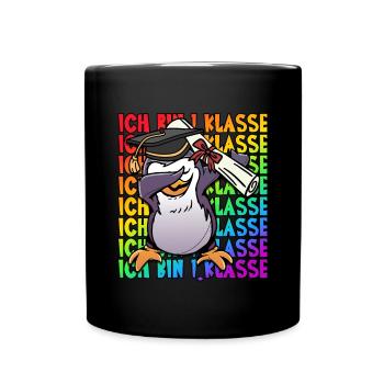 Ich bin 1. Klasse Schulkind Einschulung - Tasse einfarbig - Schwarz - Vorne