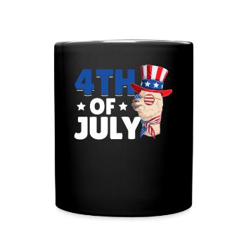 Drôle de lama patriotique Journée patriotique 4 juillet - Mug uni - noir - Devant