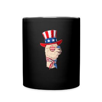 Fête patriotique Lama Drapeau américain I 4 juillet - Mug uni - noir - Devant
