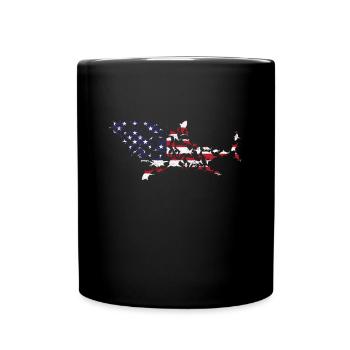 Great White Shark 4th Of July US Flag 4th Of July - Tasse einfarbig - Schwarz - Vorne