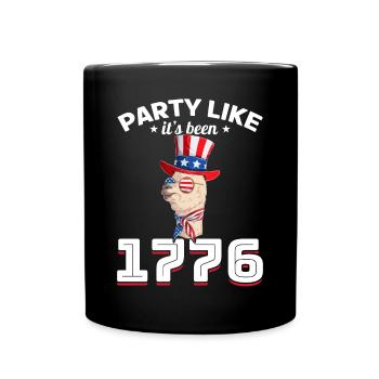 Funny Llama 4th of July Party Like It's Been 1776 - Tasse einfarbig - Schwarz - Vorne