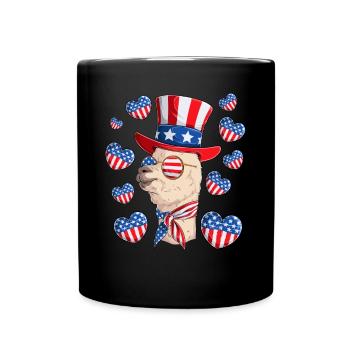 Patriotic Llama 4th of July Party Llama Patriotic - Full Colour Mug - black - Front