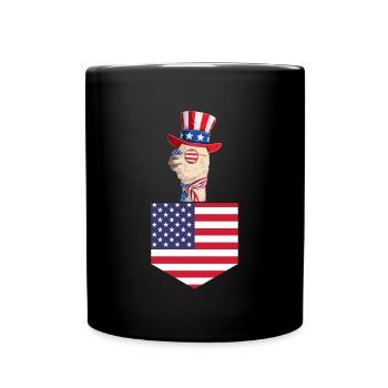 Llama Patriotic Day US Flag Llama Pocket 4th of - Full Colour Mug - black - Front