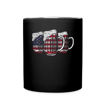 US Flag Beer 4th Of July Patriotic Day 4th Of July - Full Colour Mug - black - Front