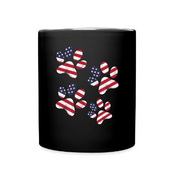 4th Of July Dog Paws US Flag Patriotic Day Dog - Full Colour Mug - black - Front