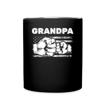 Grandpa US Flag Grandpa & Grandson Fist Bump - Full Colour Mug - black - Front