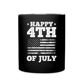 Happy 4th Of July US Flag 4th Of July American - Full Colour Mug - black - Front