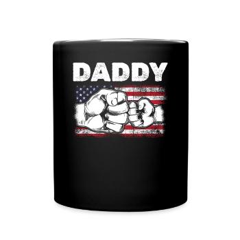 Dad & Son Fist Bump American Daddy US Flag - Full Colour Mug - black - Front