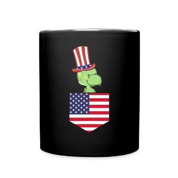 Dino Patriotic Day Drapeau américain Dino Pocket 4 juillet - Mug uni - noir - Devant