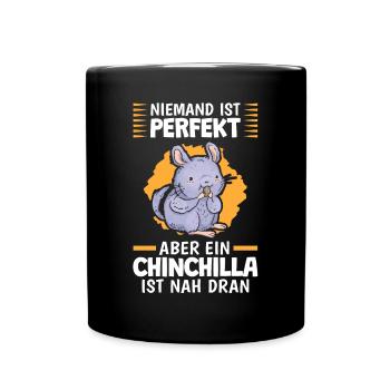 Mein Chinchilla ist perfekt Wollmaus Nagetier - Tasse einfarbig - Schwarz - Vorne