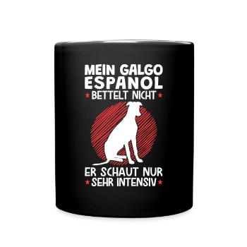 Galgo Espanol schaut sehr intensiv Windhund - Tasse einfarbig - Schwarz - Vorne