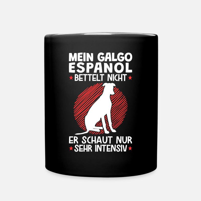 Galgo Espanol schaut sehr intensiv Windhund - Tasse einfarbig - Schwarz