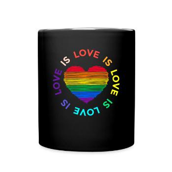 Love is equal. Liebe kennt kein Geschlecht. Spruch - Tasse einfarbig - Schwarz - Vorne