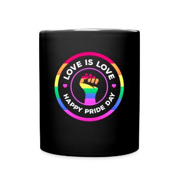 Love is equal. Liebe kennt kein Geschlecht. Spruch - Tasse einfarbig - Schwarz - Vorne