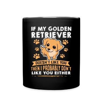 Dogs Golden Retriever Dog Lovers - Full Colour Mug - black - Front