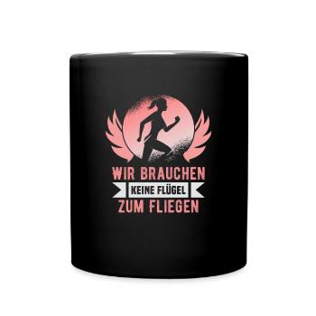 Laufen Marathon Läuferin Laufsport - Tasse einfarbig - Schwarz - Vorne