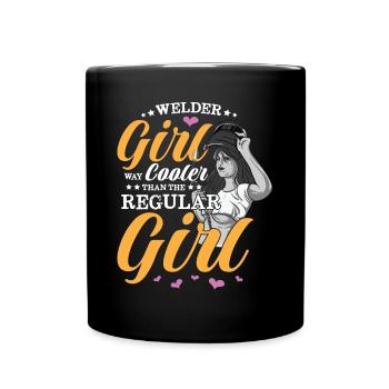 Schweißerin Spruch Design für Metallbauer - Tasse einfarbig - Schwarz - Vorne
