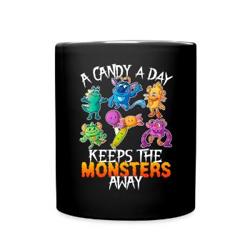 One Candy Per Day Keeps The Montser Far Halloween - Full Colour Mug - black - Front