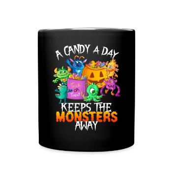 One Candy Per Day Keeps The Montser Far Halloween - Full Colour Mug - black - Front