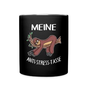 Tasse Faultier Kaffeetasse - Tasse einfarbig - Schwarz - Vorne