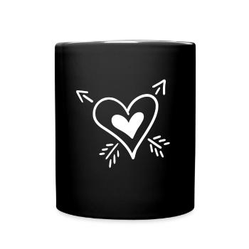 Herz Pfeil - Tasse einfarbig - Schwarz - Vorne