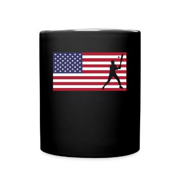 USA Flagge Amerika Fahne Baseball Shirt - Tasse einfarbig - Schwarz - Vorne